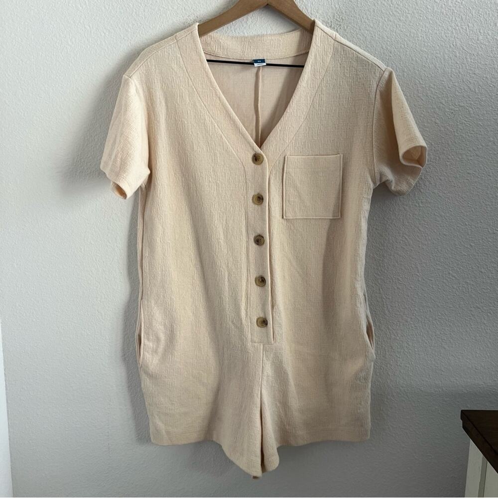 Old Navy Neutral Cream Oversized Romper Slouchy XS